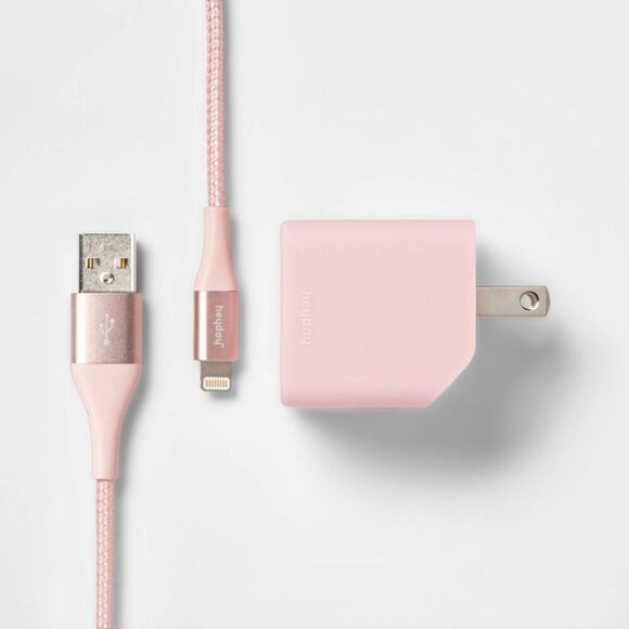 Open Box - Heyday - 2-Port Wall Charger 15W USB-C & 5W USB-A 6' USB-A Pink - Picture 1 of 4